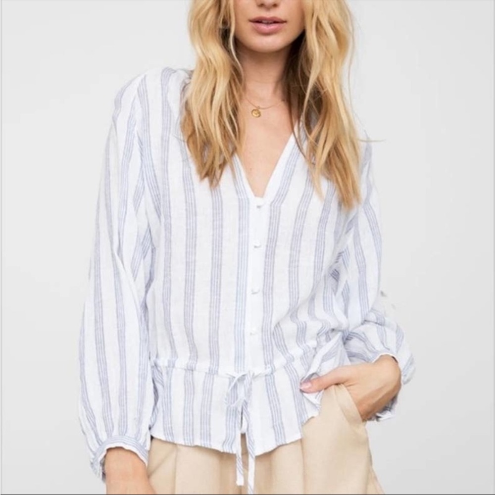 NWT Rails Marti Cayman Striped long sleeve top with waist tie